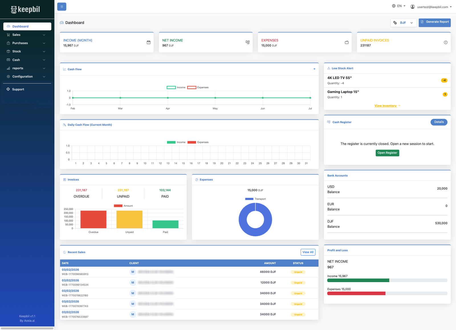 Interface Keepbil